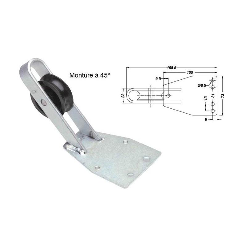 Poulie Pike'n Bass Coudee Acier 45 Degres