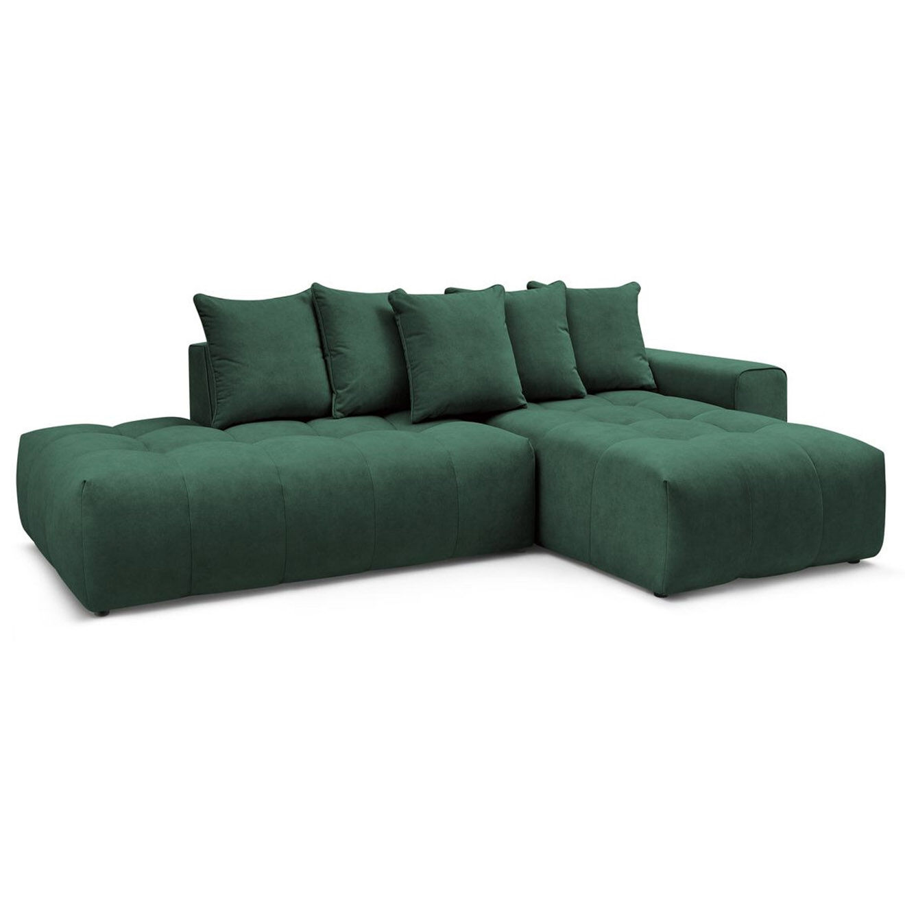 Bobochic Canapé d'angle fixe mont-blanc velours angle droit vert - 313x176x97 cm