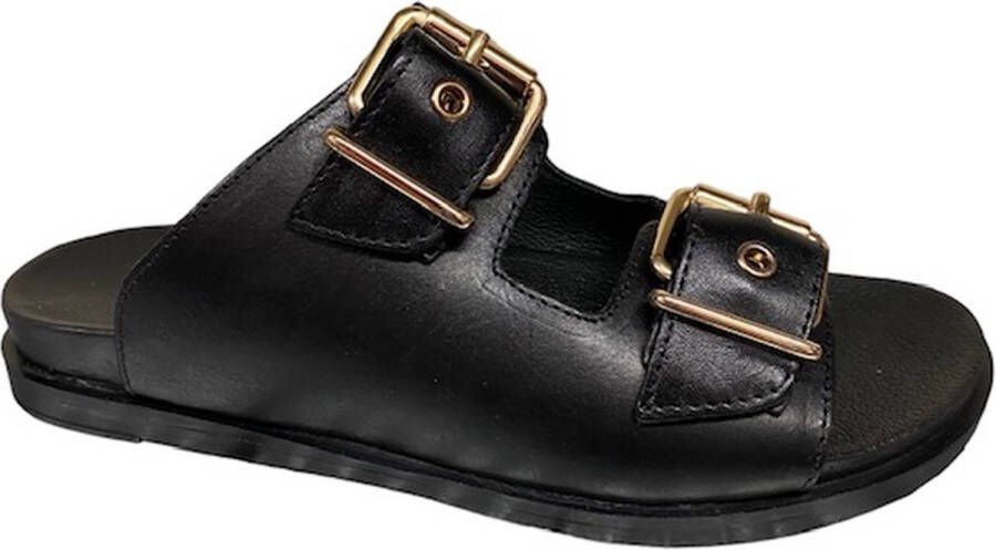 PS Poelman Aran leren slippers met studs zwart