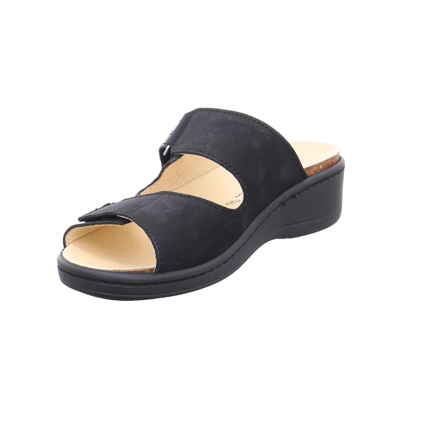 BIOSTEP Pantolette Schwarz Leder  mit Wechselfussbett