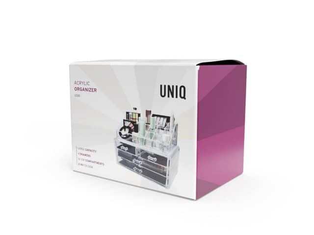 UNIQ Smykke / Makeup Organizer akryl med 4 skuffer