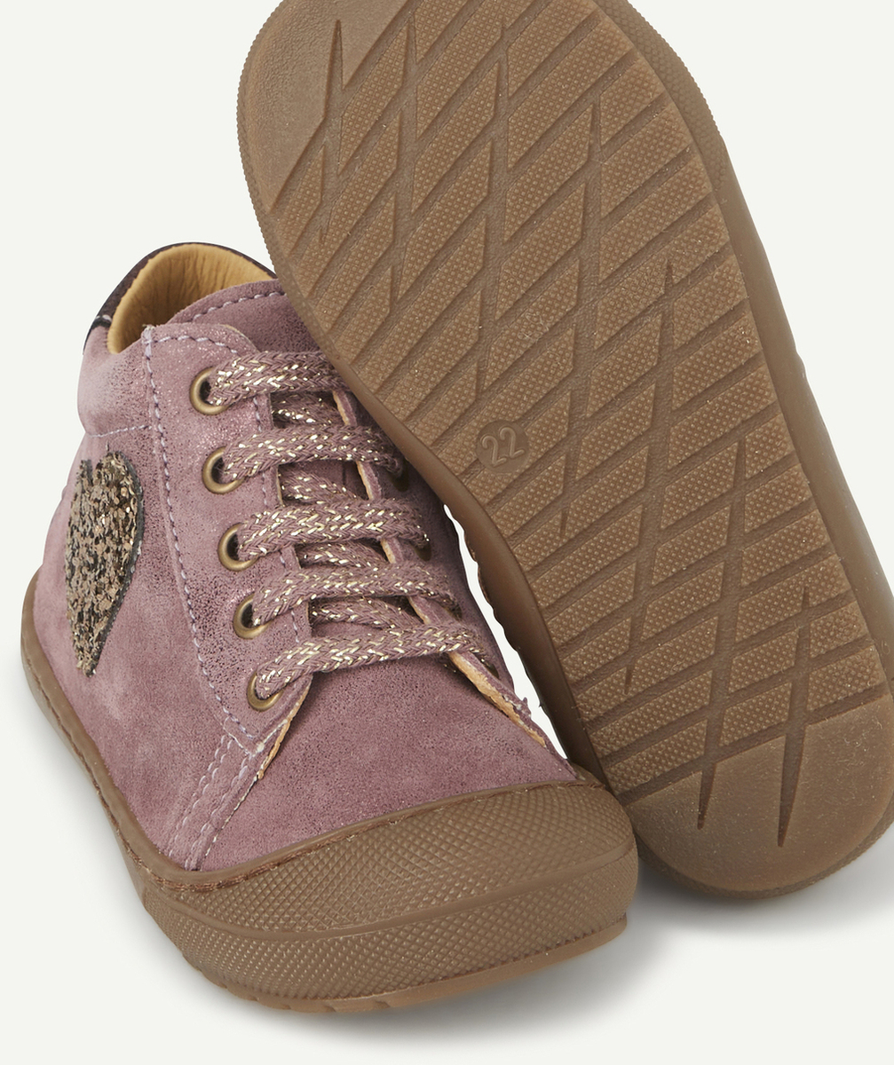BOPYBOTTINES PREMIER PAS BÉBÉ EN CUIR MAUVE BRILLANT