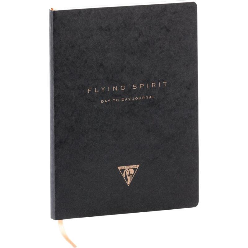 Flying Spirit, Black, DaytoDay journal 19x25 cm, 192 pages, dot, pochette à soufflet au dos, marquepage, fermeture élastique, ass. - Noir