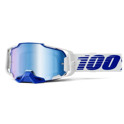 Masque cross 100% ARMEGA Bleu - Mirror Bleu 2024 - Blanc / Bleu