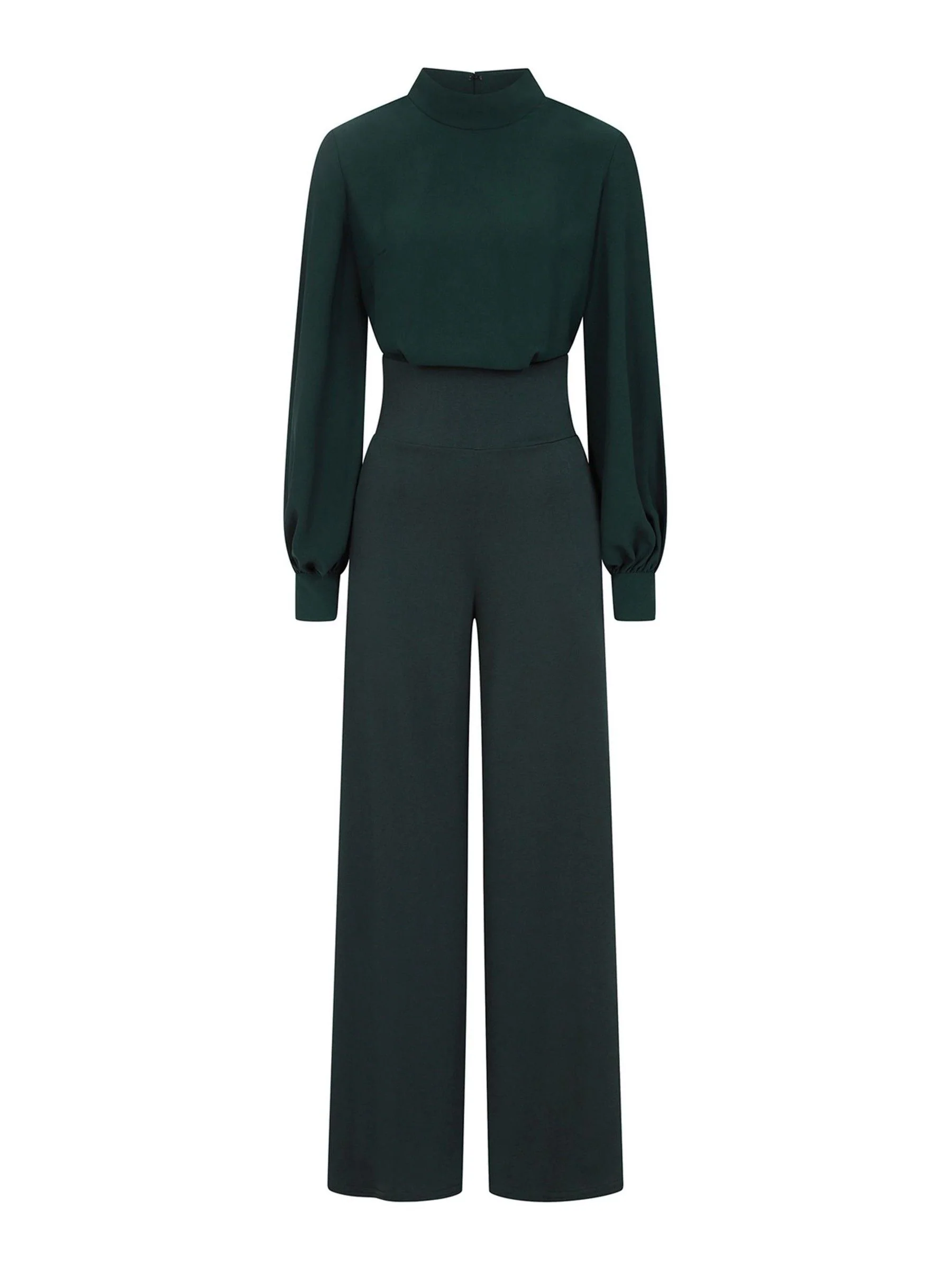 Groen - HotSquash jumpsuit met wijde pijpen en blousonmouwen
