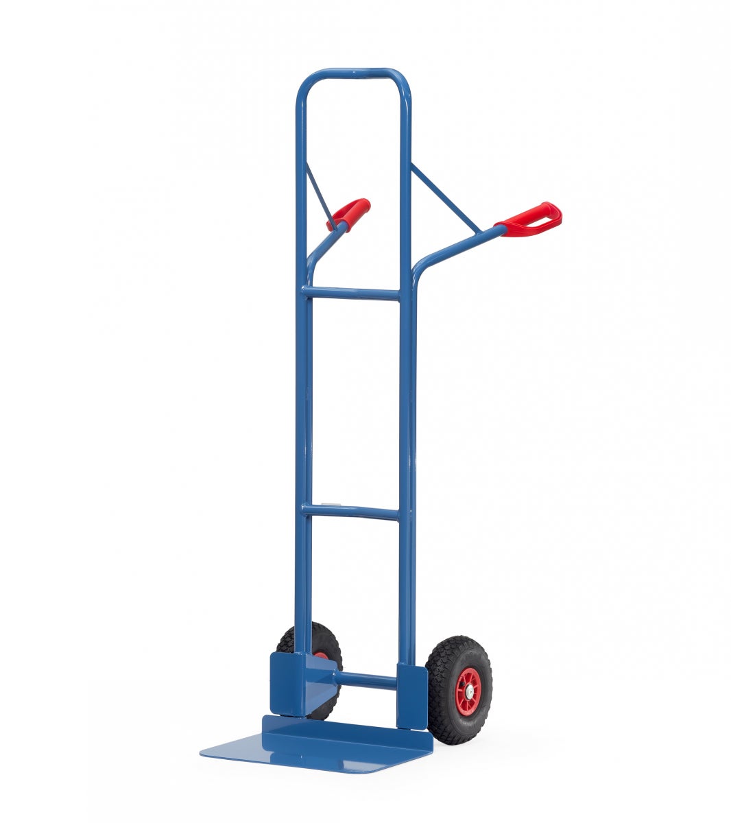 Fetra stalen buiskruiwagen, hoogte 1600 mm, schep 300x480 mm, massief rubberen banden