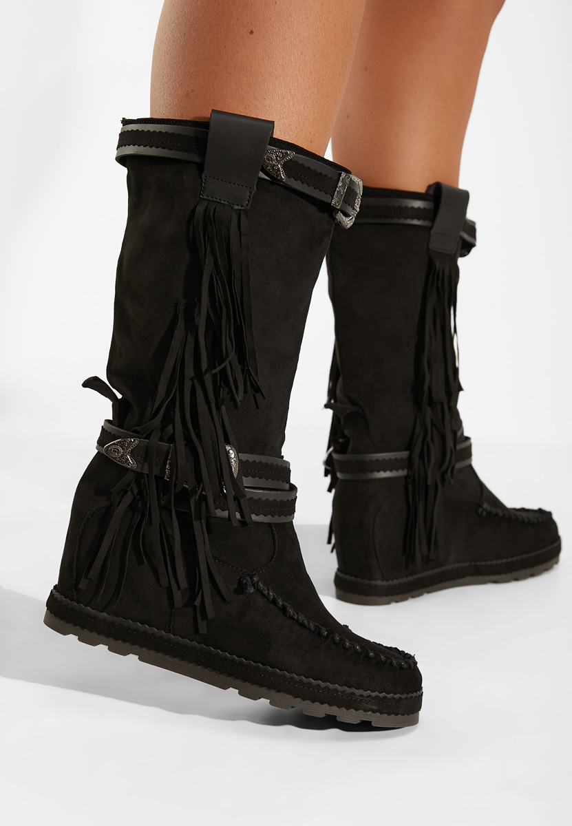 Bottes compensée femme noires Everette
