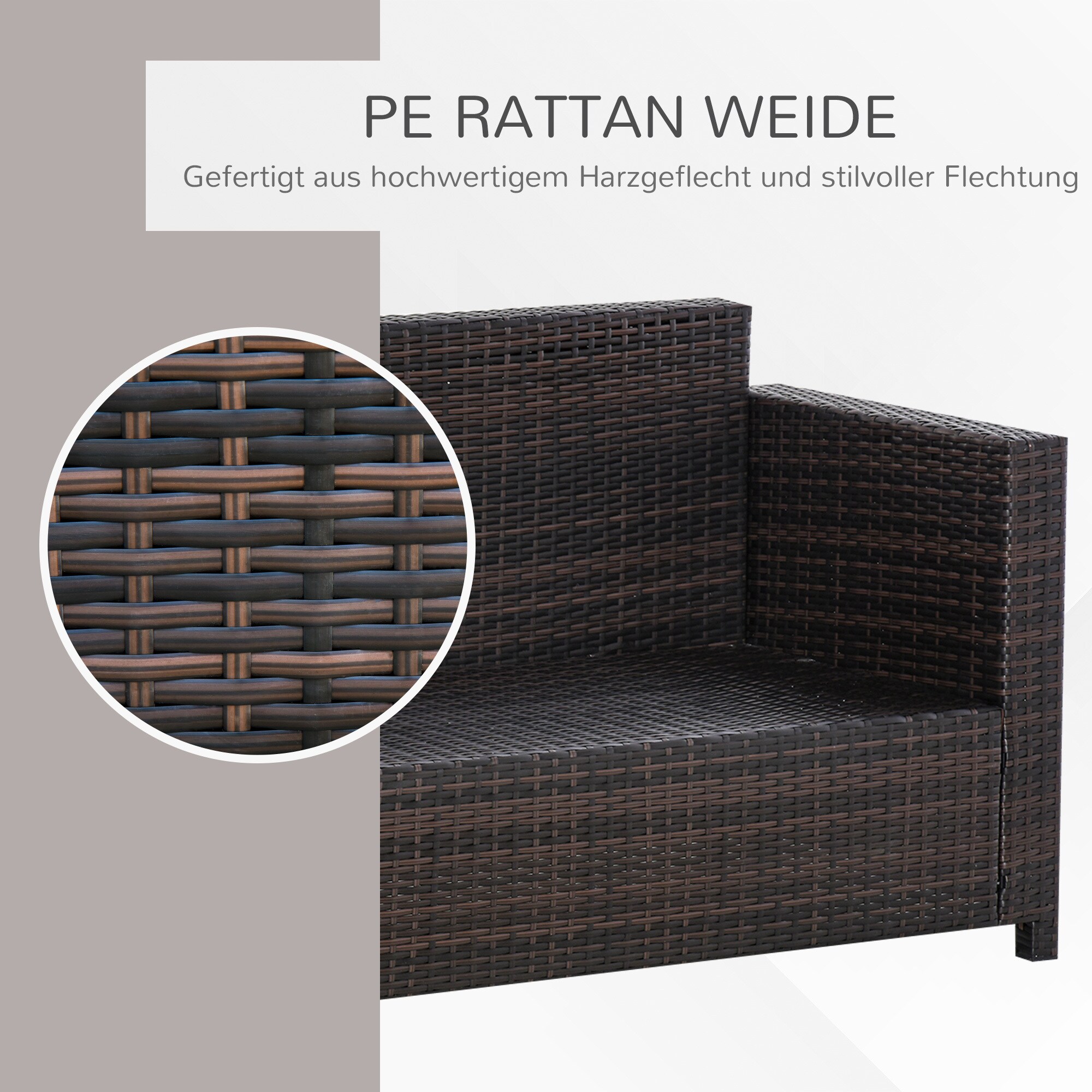 Outsunny 3 - Sitzer Rattansofa mit Kissen 185 x 70 x 80 cm (LxBxH?