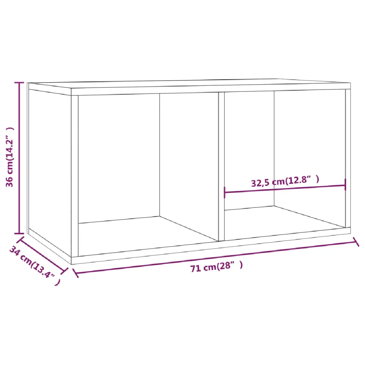 vidaxl Boîte de rangement vinyles - Sonoma gris