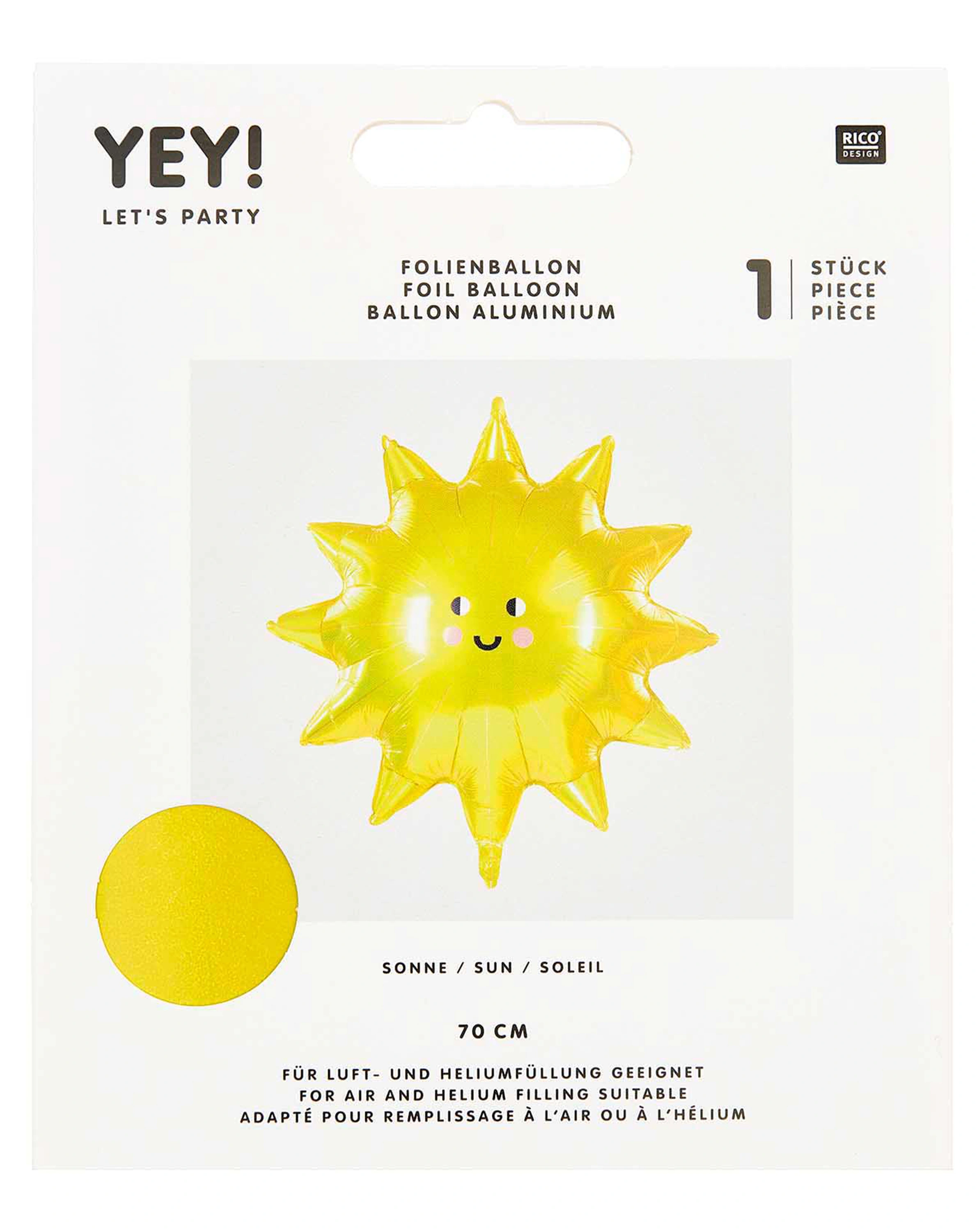 Folienballon SONNE (70cm) in gelb