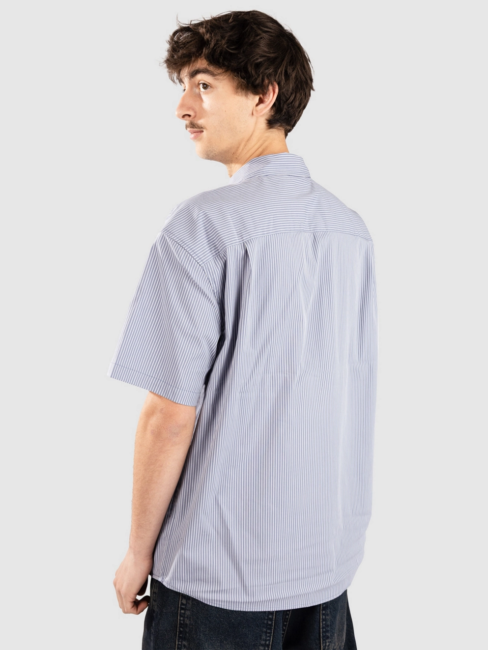 Brixton Builders Auto Shirt twilight blue/white strip