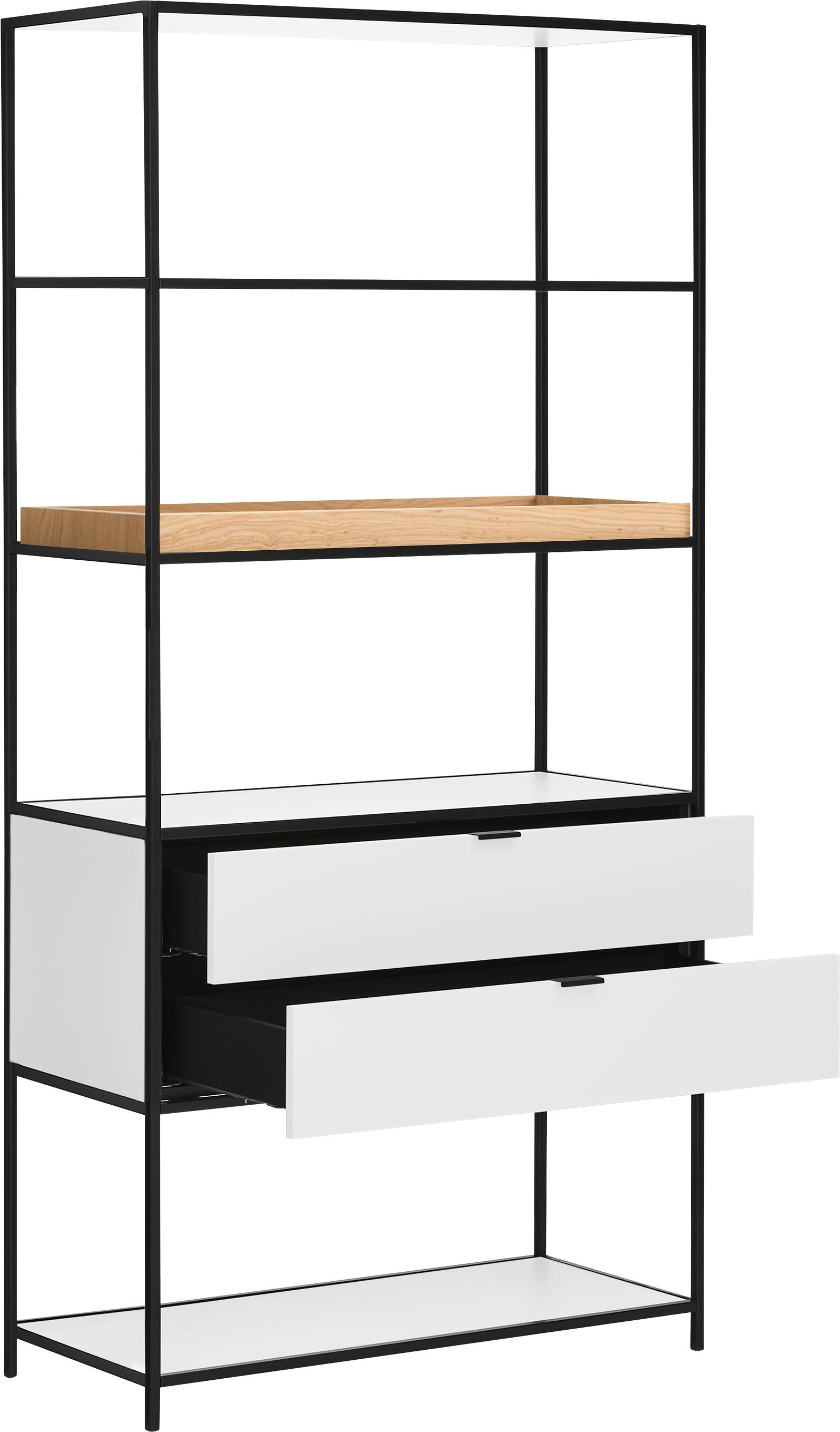 SEVEN Regal - Weiss / Eiche / B: 93.2 cm x T: 39.0 cm x H: 189.0 cm