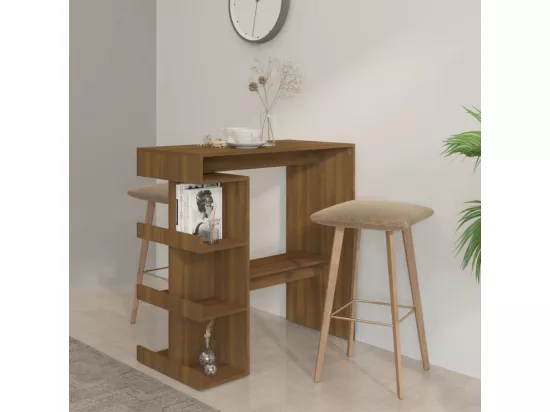 Table de bar étagère de rangement Chêne marron 100x50x101,5 cm