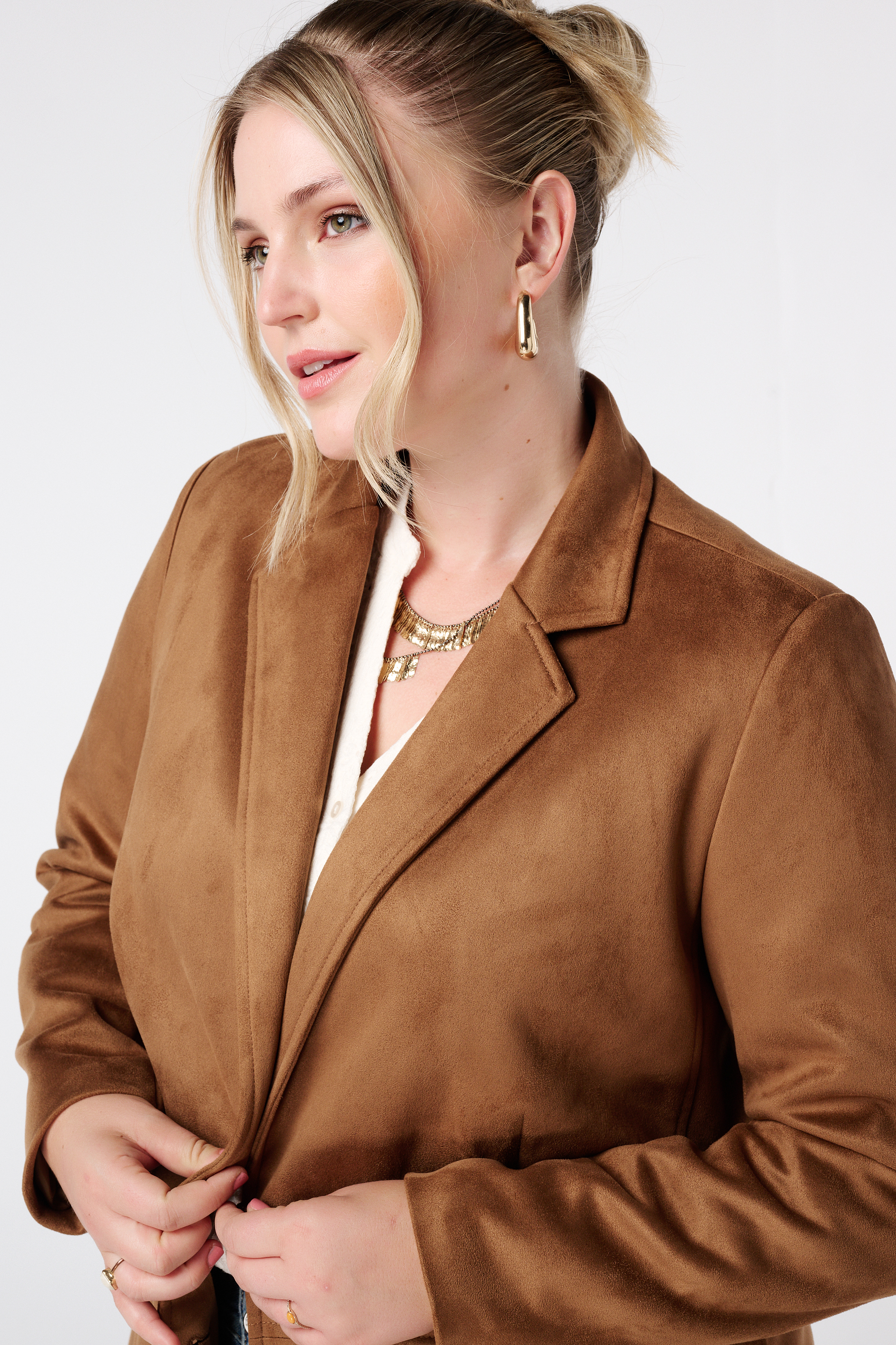 Blazer in suède look Cognac