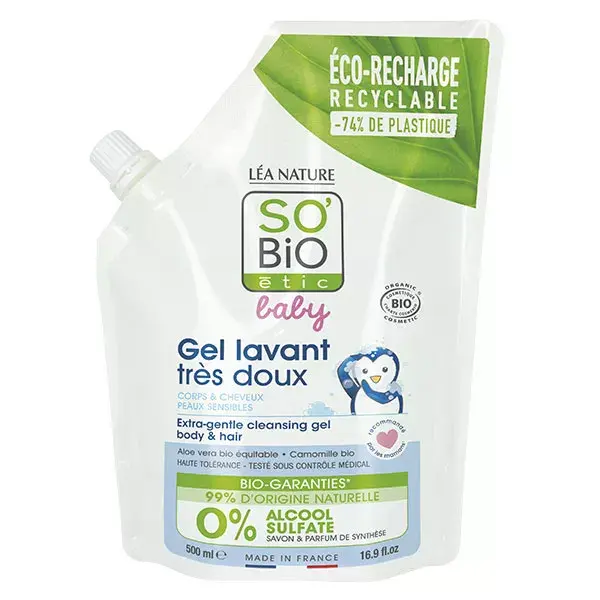 So'Bio Étic Baby Gel de Limpeza Suave Orgânico Refil 500ml