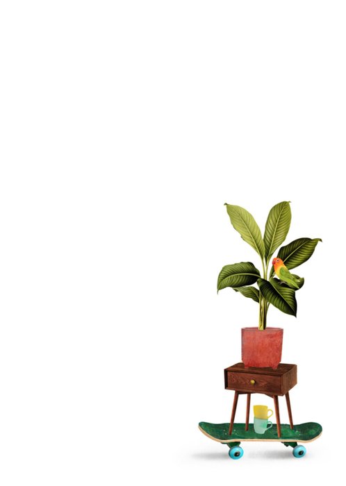 Petit Konijn | Nieuwe woning | Illustratie | Plant