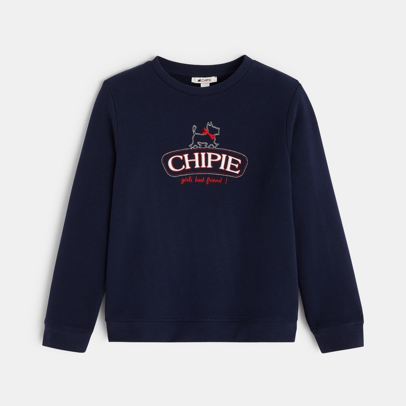 Sweat molleton brodé Chipie bleu fille