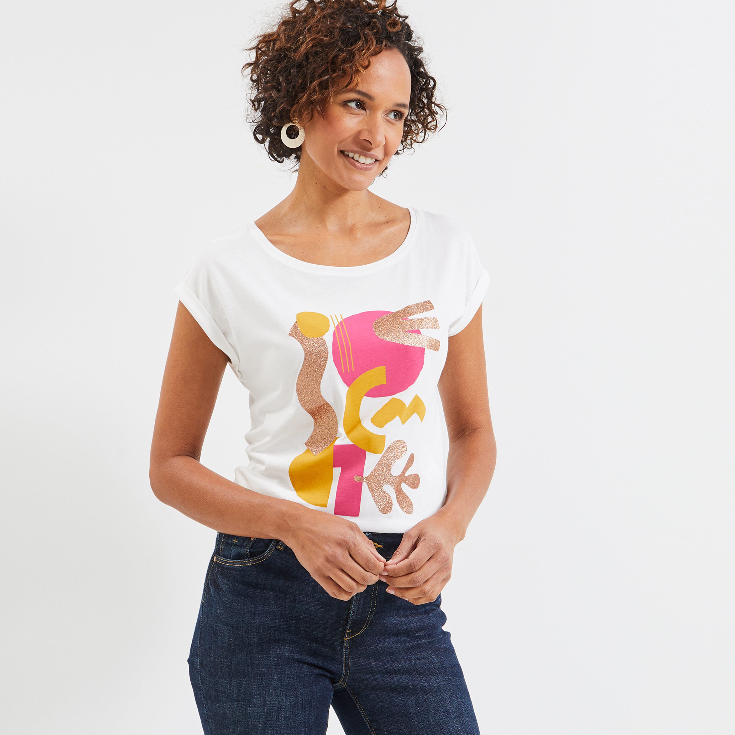 Tshirt imprimé femme - BLANC CASSE