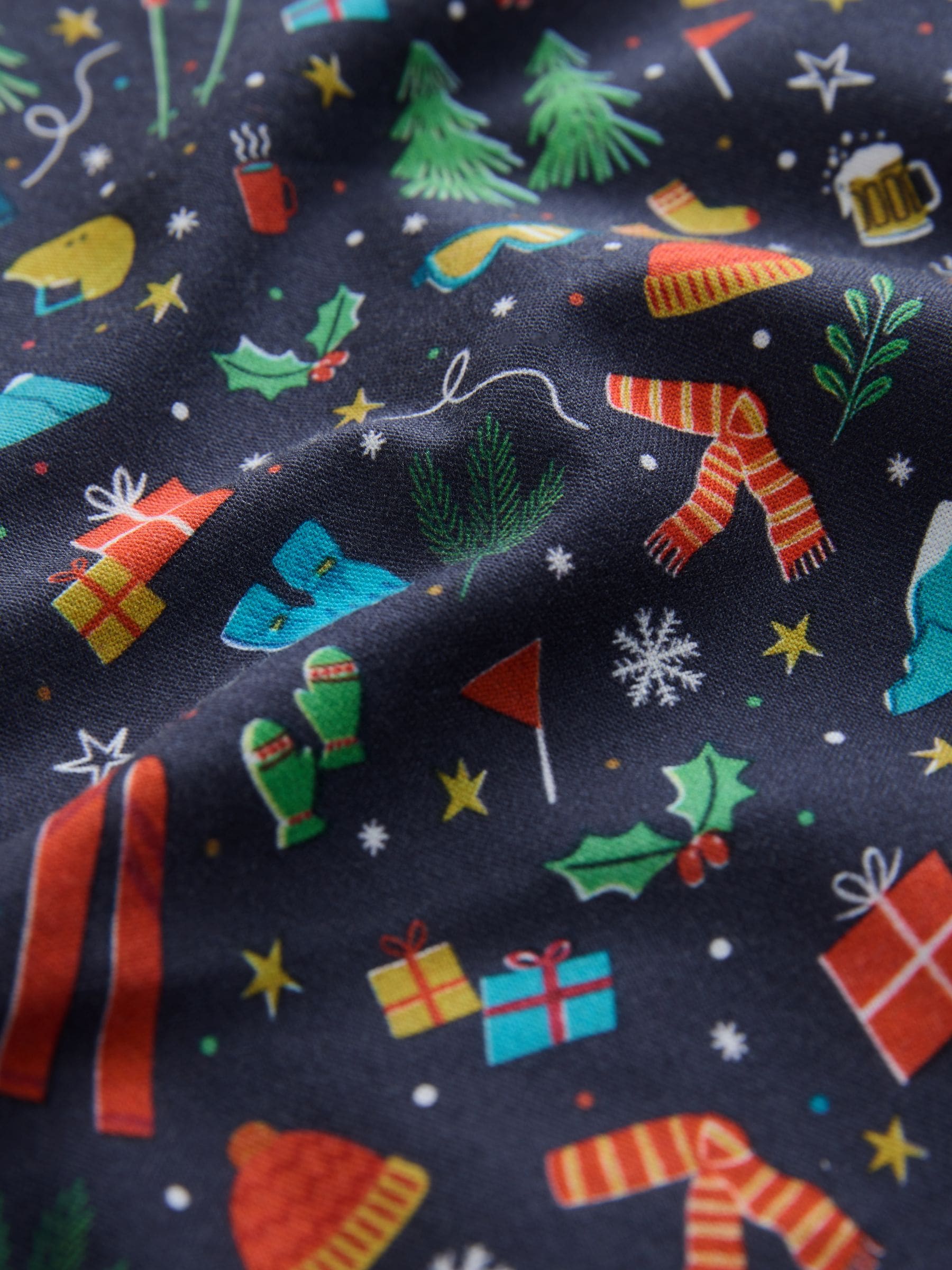 Donkerblauw - Overhemd met kerstprint en lange mouwen