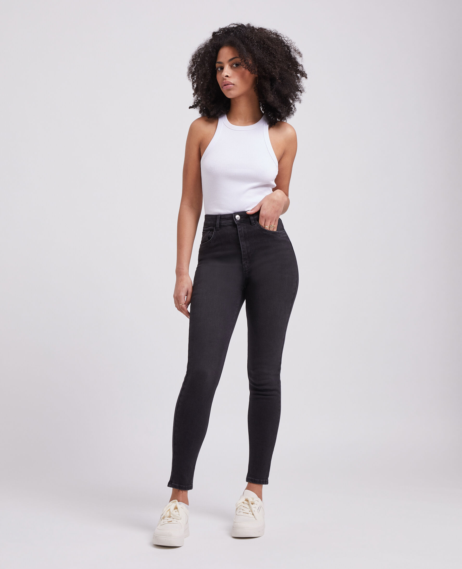 Jean skinny taille haute - Noir