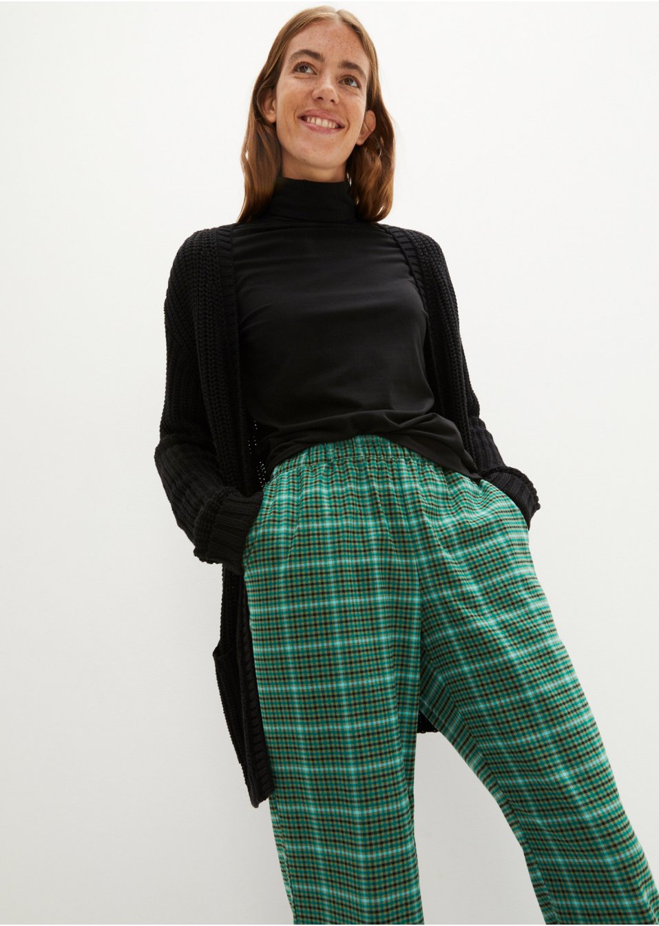 Pantalon taille haute, long