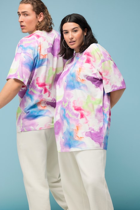 Oversize-Shirt, Farbverlauf, Rundhals, Halbarm, Unisex