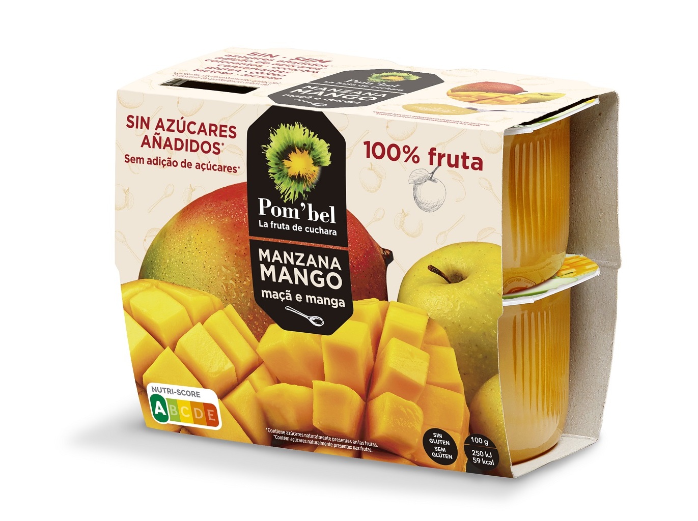 PURÉ DE FRUTA POM`BEL MAÇÃ E MANGA 4X100G
