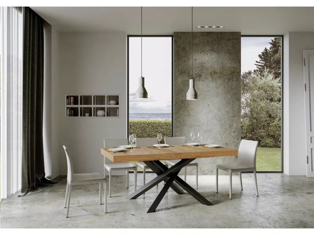 Table extensible 90x180/284 cm Volantis Chêne Nature cadre Anthracite