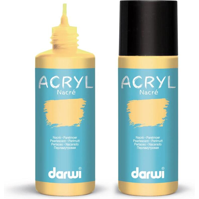 Darwi Flacon de 80 ml de Peinture Acrylique Universelle Nacrée - Jaune or
