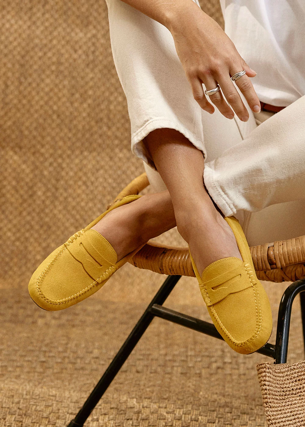 MOCCASSIN BUCK DRIVER VELOURS JAUNE