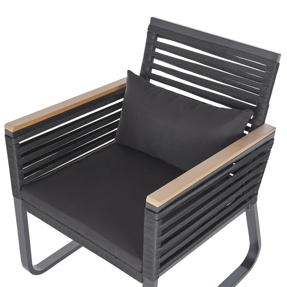 CANETTO - Tuinstoel set van 2 - Zwart - Aluminium