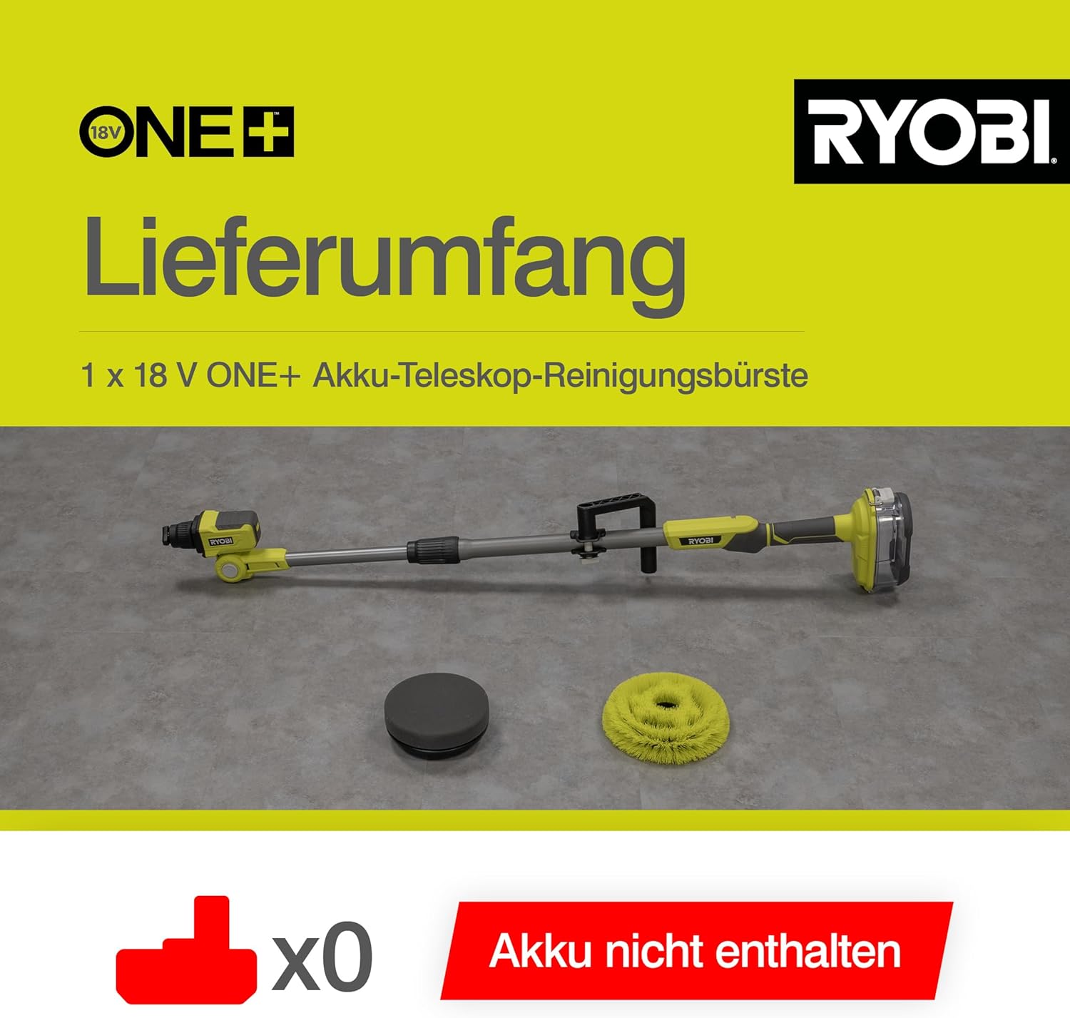 18 V ONE+ Akku-Reinigungsbürste R18TPS-0 (15 cm rotierender Borstenkopf, teleskopierbar bis zu 1,4 m, ohne Akku und Ladegerät)