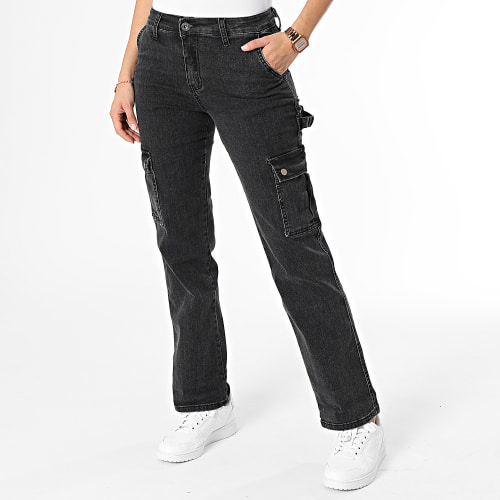 Pantalon Cargo Jean Femme Noir