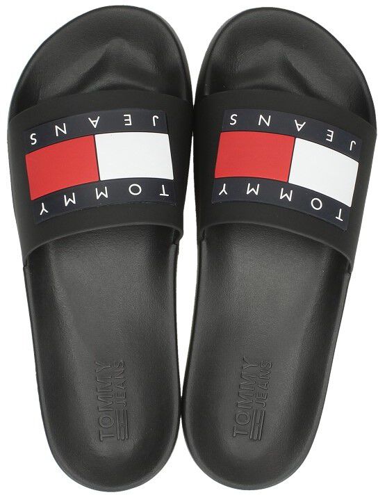 Tommy Hilfiger Tommy Jeans Mens Flag Pool Slide zwart