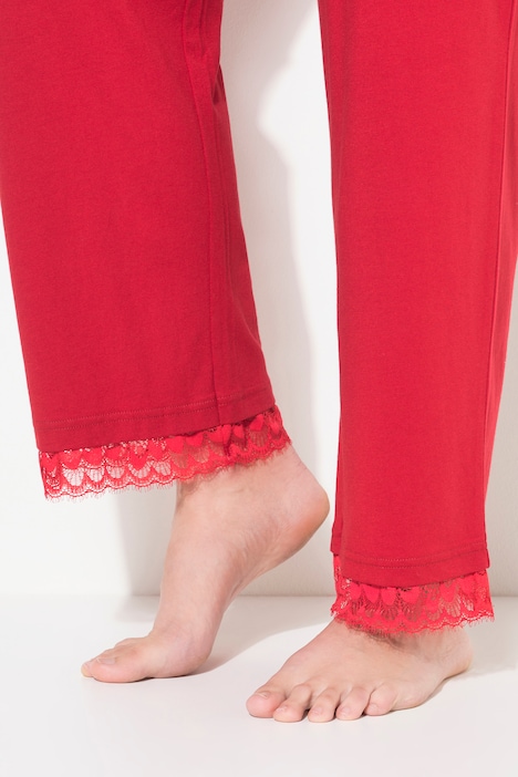 Pyjama, Spitzeneinsatz, V-Ausschnitt, 3/4-Arm