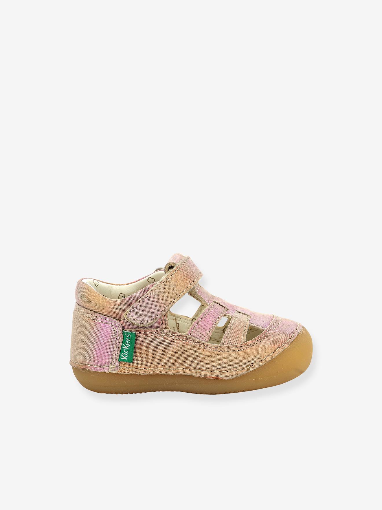 Sandálias de couro para bebê Sushy Original Softers KICKERS®, azul escuro liso