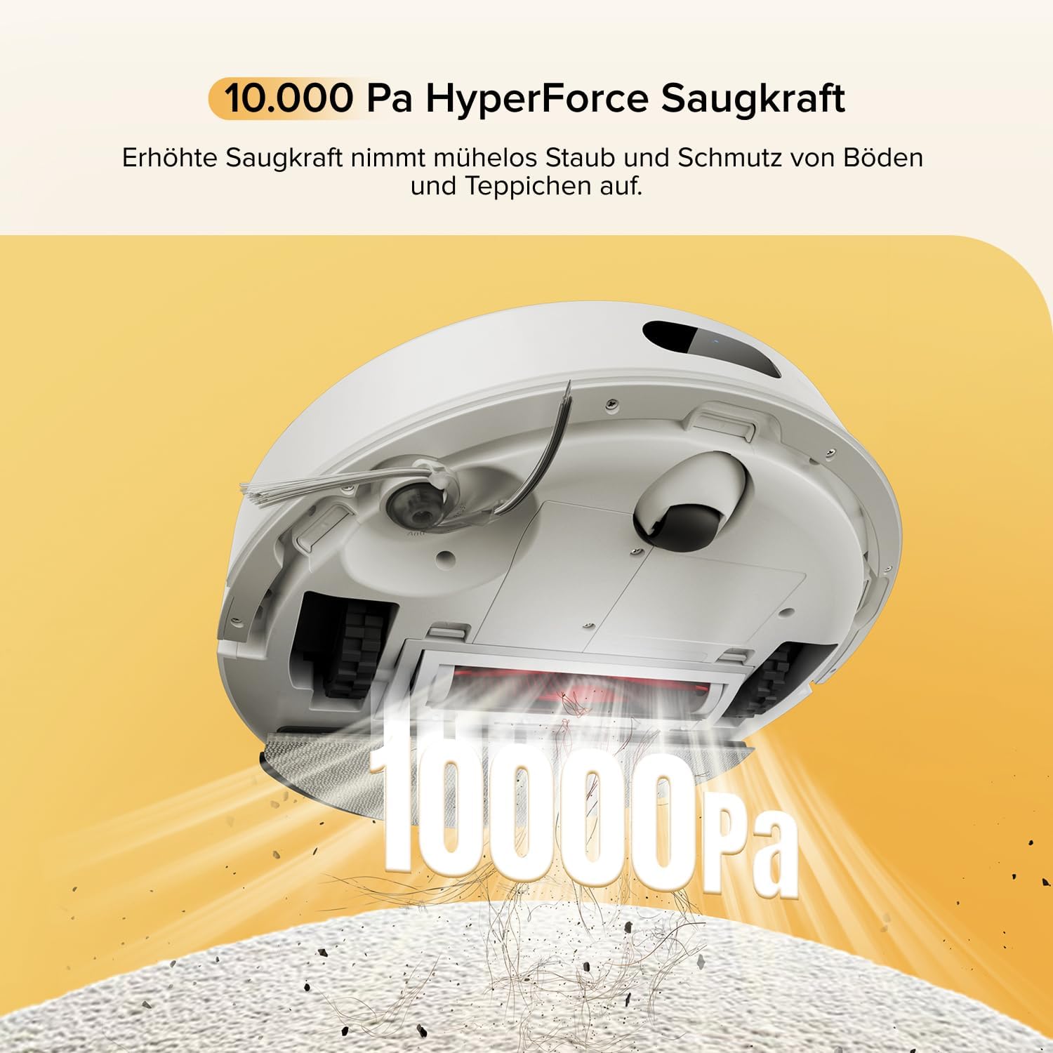 roborock Q7 M5 Saugroboter mit Wischfunktion, 10.000Pa Starker Saugkraft, Dual Anti-Tangle-System, 150Min Laufzeit, LiDAR Navigation, Staubsauger Roboter für Teppich, Tierhaare, APP Steuerung(Weiß)