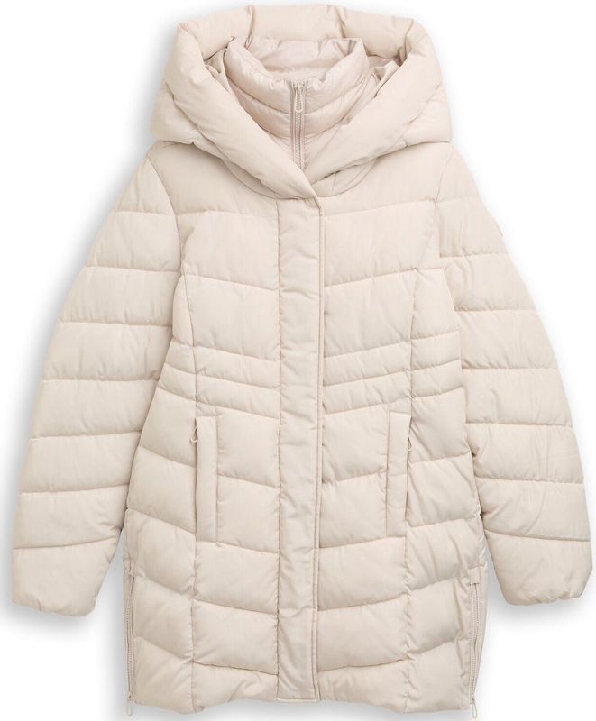 Tom Tailor - Gewatteerde Lange Jas - Regular Fit - Met Capuchon - Waterdicht