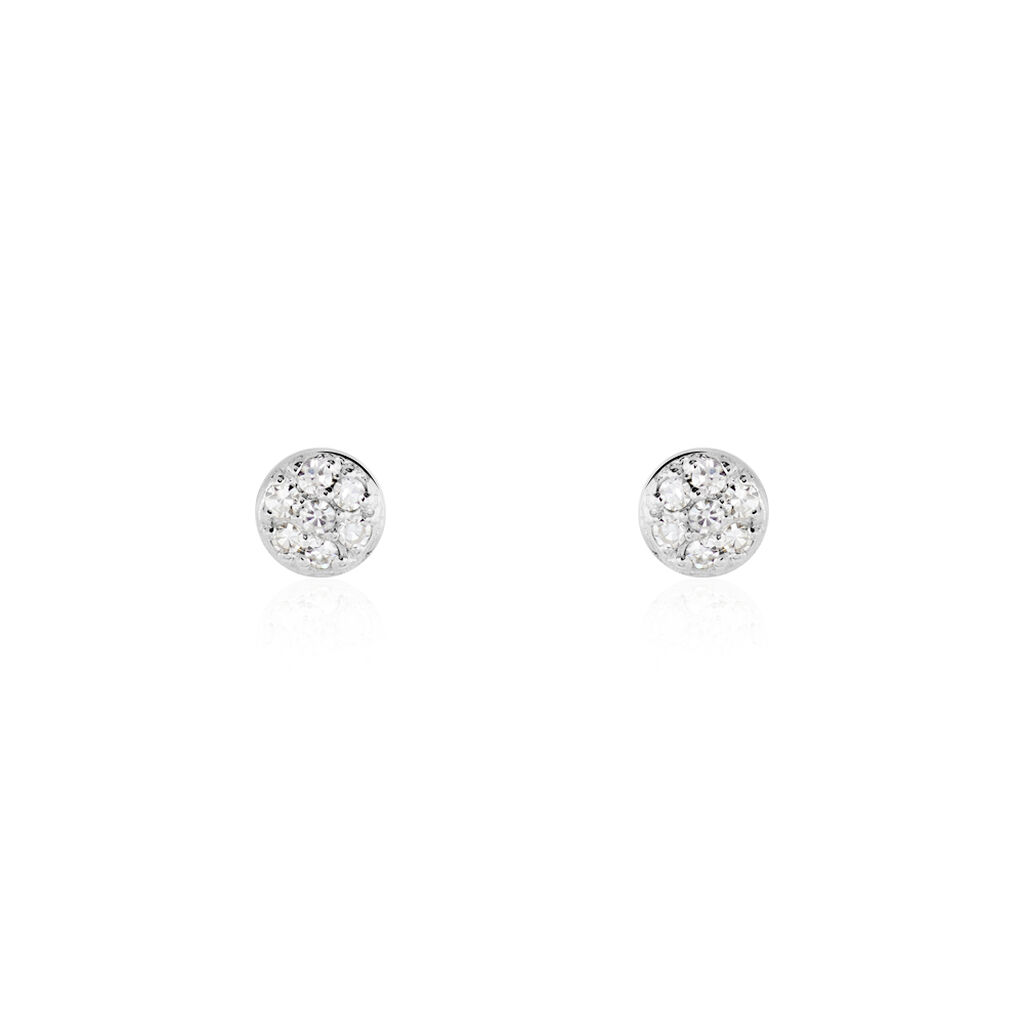 Boucles D'oreilles Puces Teani Or Blanc Diamant