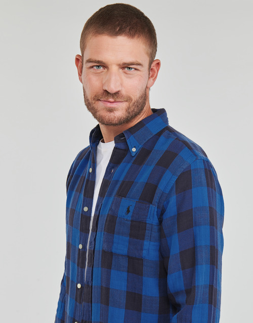 Polo Ralph Lauren - CHEMISE COUPE DROITE EN FLANELLE Azul / Negro