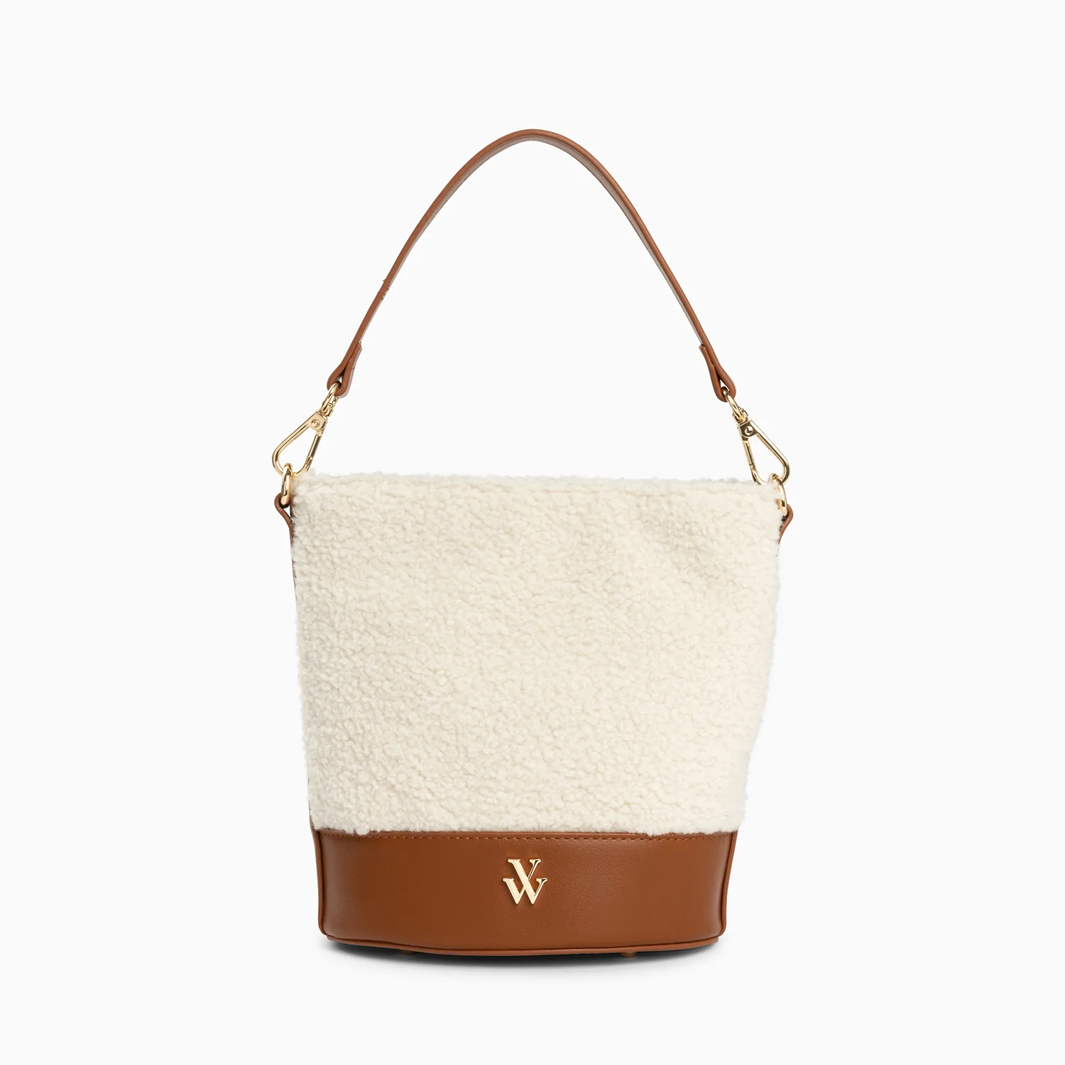 Sacs-Sac seau Milou ivoire et camel en faux shearling