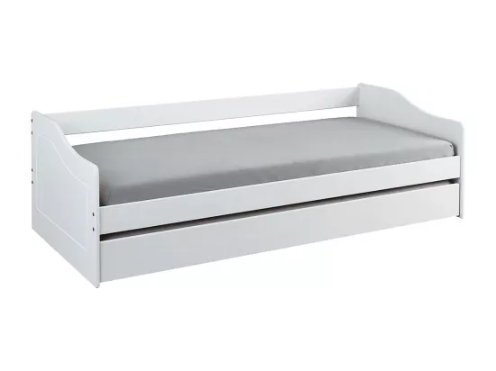 CANTARI - Lit Gigogne 90x200cm en Pin Massif Coloris Blanc