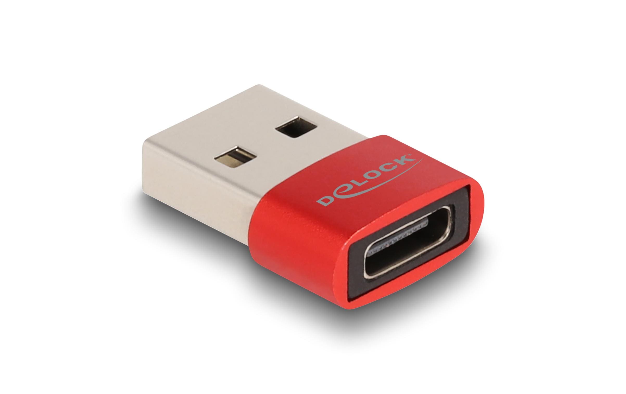 USB 2.0 Adapter USB-A Stecker - USB-C BuchseDelock USB 2.0 Adapter USB Typ-A Stecker zu USB Type-C Buchse rot
