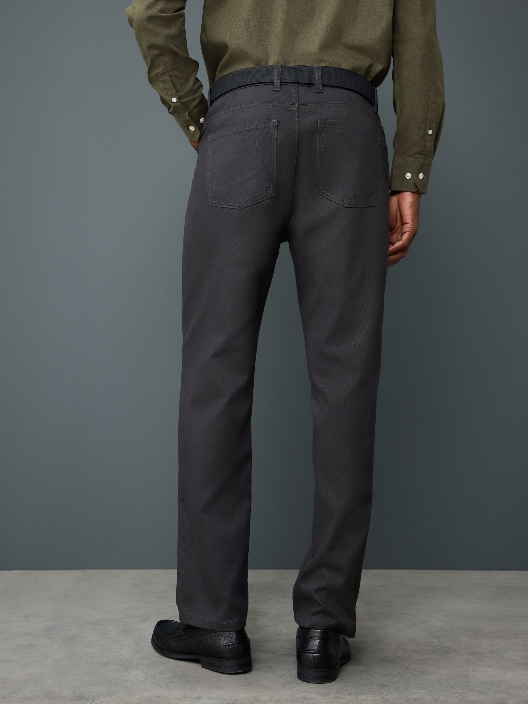 Zwart - Straight fit - Smart Brushed Cotton TENCEL™ Lyocell Blend Chinos With Belt