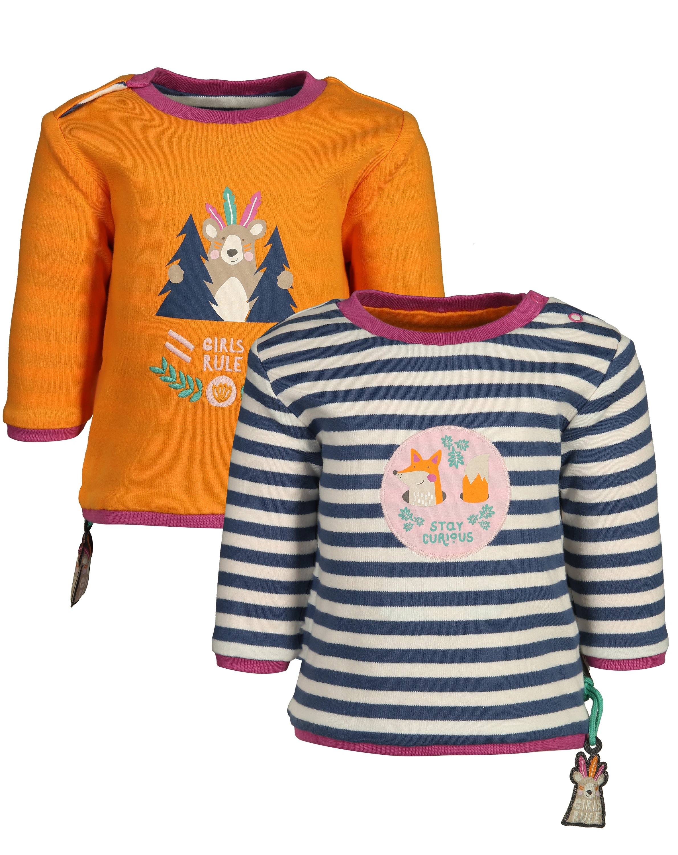 Wende-Sweatshirt STAY CURIOUS in orange/weiß/blau