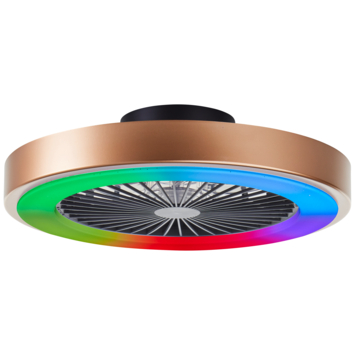 Brilliant plafondventilator Slimline met lamp en RGB functie 40W goud