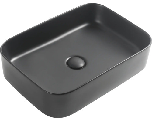 Jungborn opzetwastafel THREE 50 x 35 cm mat zwart incl. keramische afvoerplug