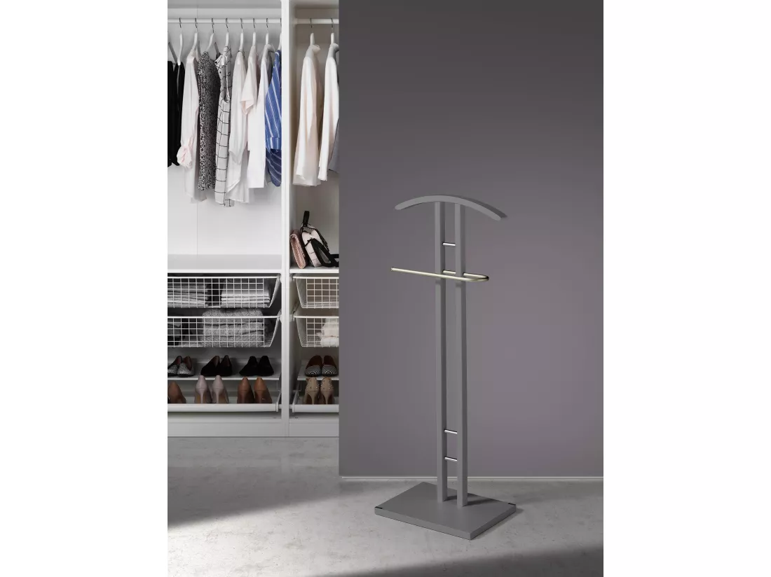 Valet de nuit - H111cm x L46cm x P28cm - hêtre massif gris - Chicago