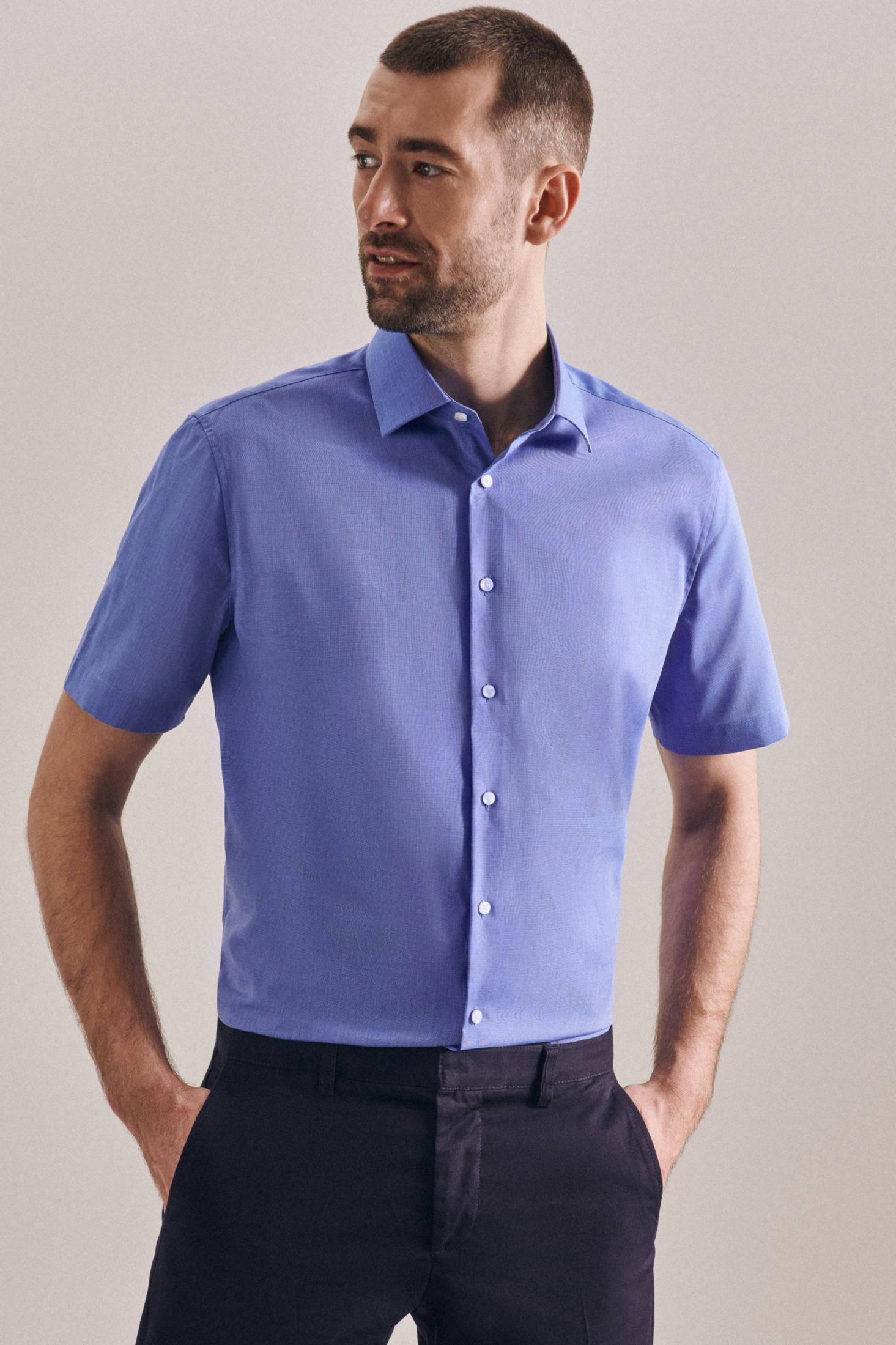 Seidensticker slim fit overhemd blauw