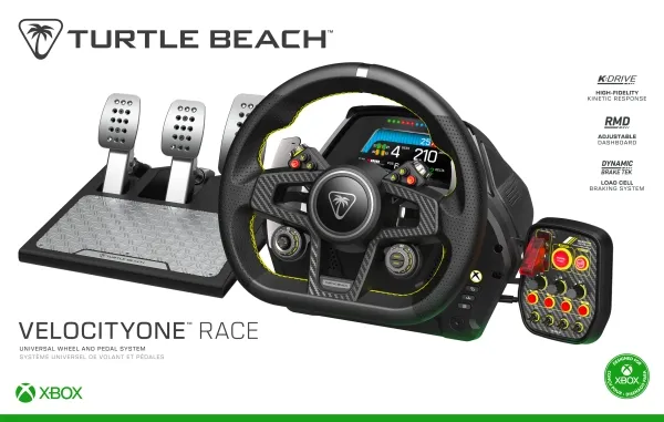 Turtle Beach VelocityOne Race - Rat og pedalsæt - kablet - for PC, Microsoft Xbox One, Microsoft Xbox Series S, Microsoft Xbox Series X